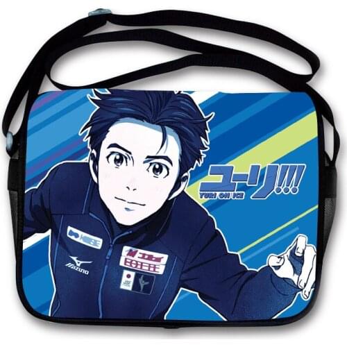 Katsuki Yuri Cosplay Colored Drawing Bag Shoulder Bags Unisex Anime Canvas Schoolbag Halloween Cosplay Accessory YURI!!!on ICE