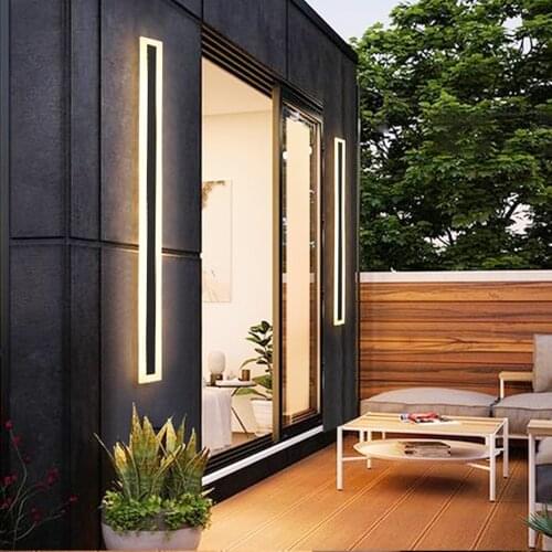 Waterproof Outdoor Wall Lamp LED Long Wall Lamp IP65 Garden Villa Porch Sconce Light AC220V Indoor Bedroom Bedside Wall Light