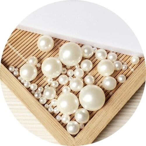 New 6-16mm Pearl Beads ABS Loose Round Beads Craft for Fashion Jewelry Making White Beige DIY Imitation Garment Beads