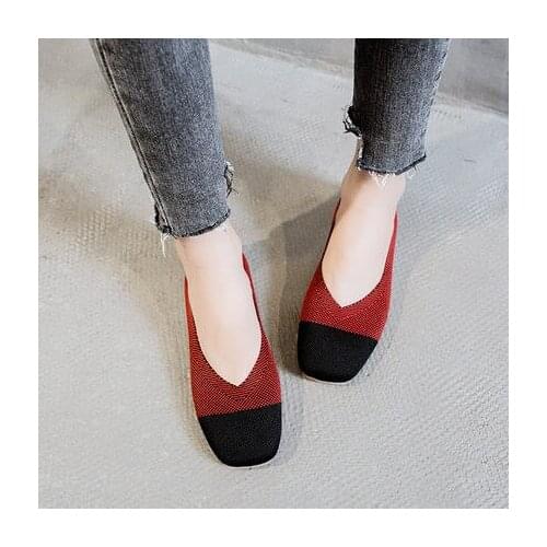 Maggies Walker Women Mesh Casual Shoes Fashion Knitted Squared-toe Flats Woven Breathable Shoes More Patterns Size 35~40