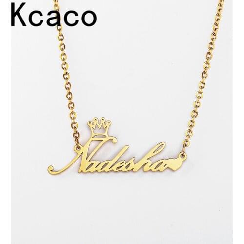 Personalized Name Pendant Necklace For Women Stainless Steel Custom Crown Heart Nameplate Choker Necklaces Jewellry Unique Gift