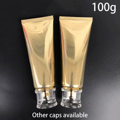 100ml Gold Plastic Soft Bottle 100g Cosmetic Facial Cleanser Cream Empty Squeeze Tube Shampoo Lotion Bottles Free Shipping