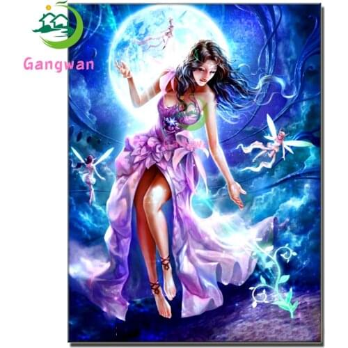 100% Full Round 5D DIY Diamond Painting moon Butterfly fairy magic Embroidery Rhinestone picture Diamond mosaic Cross Stitch art