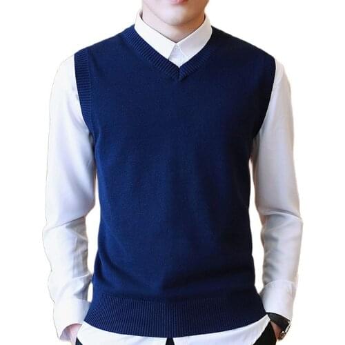 2021 mens cotton sweater v-neck casual mens vest sweater sleeveless knitwear M-3XL