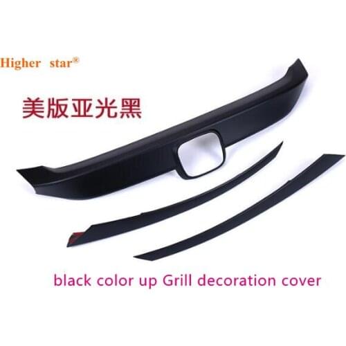 Higher star ABS chrome 3pcs car up grill decoration cover,4pcs low grill decoration cover For Honda Civic 2016-2018