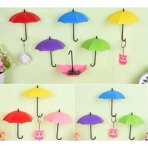 3pcs/set Umbrella-shaped Wall Hooks Creative Key Kitchen Tools Hanging Rack Holder Pin Hanger Home Storage Organizer Accessories