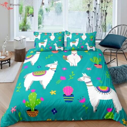 3D Digital Alpaca Pattern Bedding Set 2/3pcs Duvet Cover Set Pillowcase Single Twin Full Queen King Size Bed Clothes Textiles