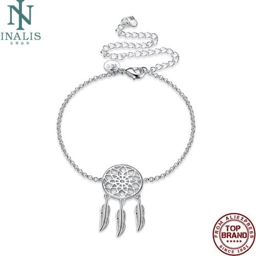 INALIS Three Feathers Anklets For Women Wholesale Round Shape Flower Pattern Anklet Prom Anniversary Jewelry Gift Best Selling