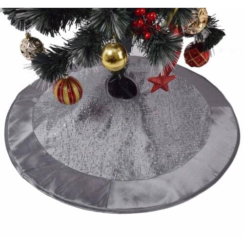Free shipping EXTRA Large 50" sequin sparkle body Decoration luxury silver Christmas Tree Skirt P1356