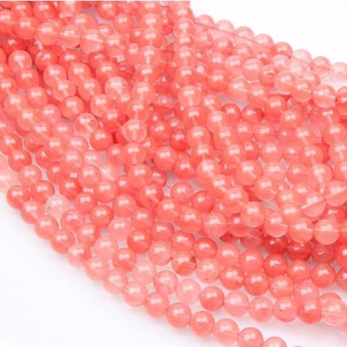 Natural Salmon Stone Loose Bead Watermelon Red Tourmaline Cherry Crystal Bead Jewelry Making 4/6/8/10/12mm Pick Size Smooth