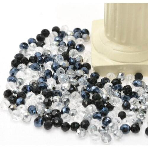 Creative Black White Clear 4/6mm Multicolor Rondelle Crystal Glass Beads Faceted Loose Beads for Jewelry Making Jewelry DIY