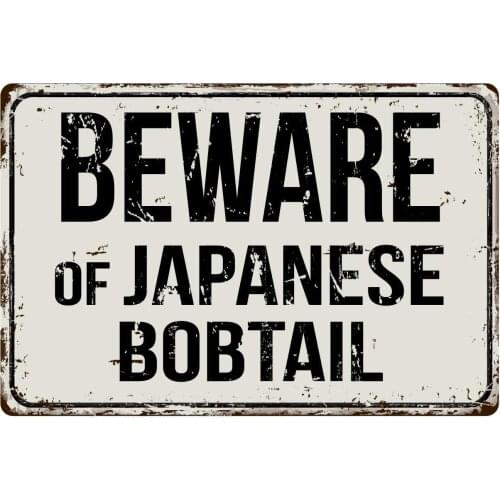 Deerts 339VS Beware of Japanese Bobtail 8 x 12 Vintage Aluminum Retro Metal Sign