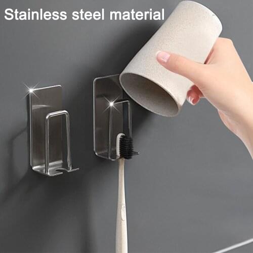 Stainless Steel Toothbrush Holder Tumbler WallMounted Suction Cup Travel Tooth Brush Cup Razor Storage Rack Bathroom Accessories