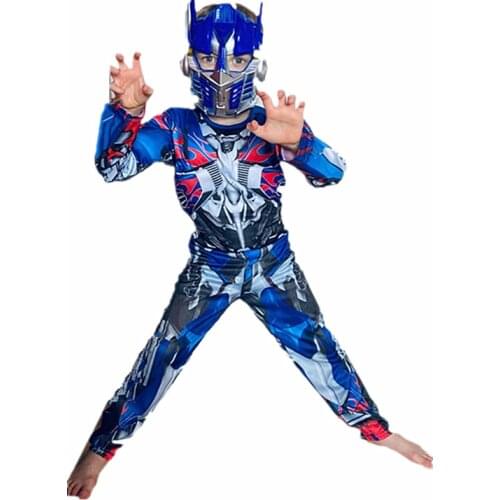 Kids Cosplay Movie Muscle Super Optimus Hero Costumes Boys Superhero Party Holiday Fantasy Come Jumpsuit