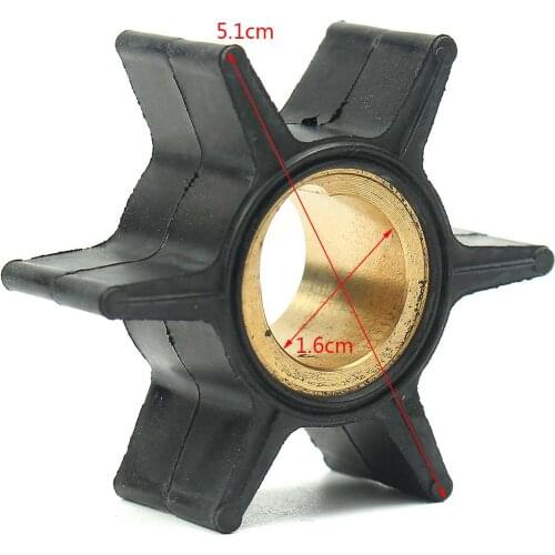 For Johnson Evinrude 20/25/30/35HP 18-3051 395289 Water Pump Impeller Outboard Motor 5.1cm Black Rubber 6 Blades Boat Parts