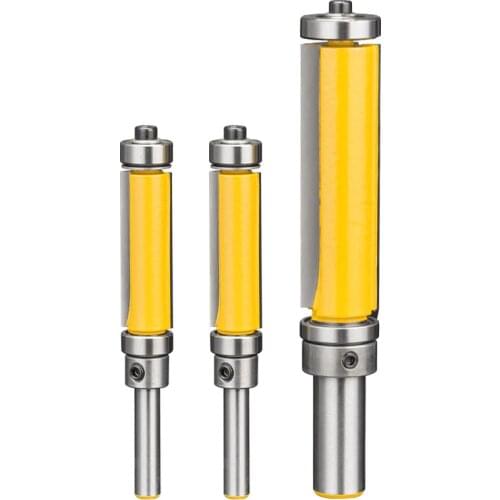 Double Bearing Trimming Cutter Double Edge Straight Router Bit Woodworking Tool Wood Milling Trimming Machine Boring Cutter 1/4