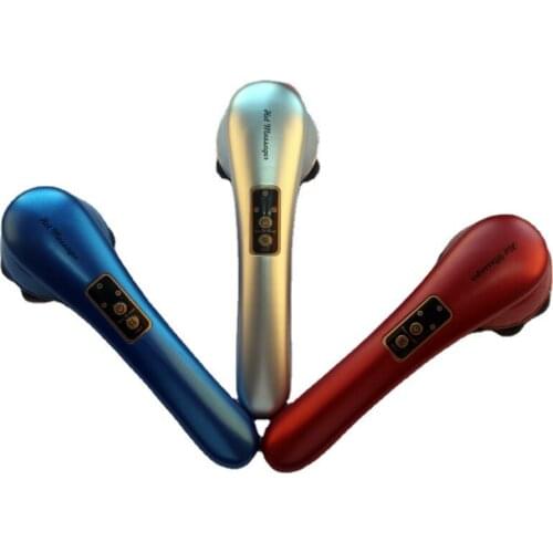 Electric Handheld Massager Vibration Heating with 360Rotating Magnetic Ball Neck Back Boday Muscle Relax Deep Tissue Massage