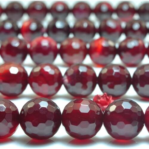 Red Wine Agate Faceted Round Loose Beads Wholesale Gemstone Semi Precious Stone Bracelet Necklace Diy Jewelry Making Design 15"