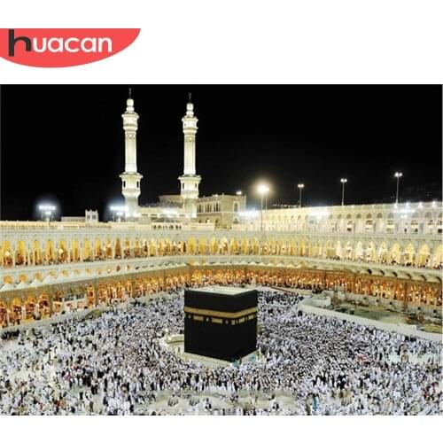 HUACAN 5D Diamond Painting Full Square Handicraft Diamond Mosaic Mosque Embroidery Religion Islamism Home Decoration
