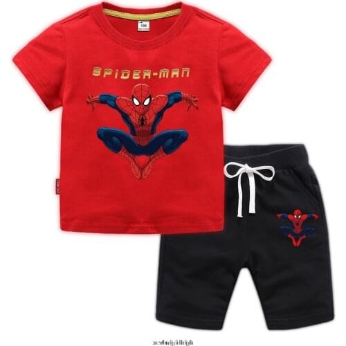 Disney Avengers Marvel Spiderman Boys Clothes Set Summer Kids T shirt + Pants Casual Sport Suits Children’s Clothes Outfits