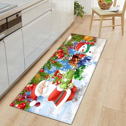 Kitchen Carpet Entrance Doormat Home Printed Christmas Bedroom Carpet Hallway Kids Room Anti-Slip Mat Bathroom Bedside Floor Rug