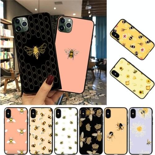 YNDFCNB Bee Art Print cute cartoon floral Phone Case For iPhone 8 7 6 6S Plus 5 5S SE 2020 12pro max XR X XS MAX 11 case