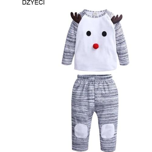 My First Christmas Costume For Baby Boy Girl Set New Born Deer T Shirt Top+Pant 2pc Outfit Vetement Enfant Garcon Niemowlak