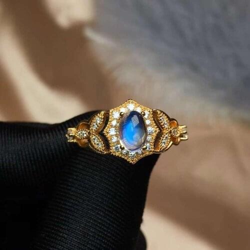 Free shipping Natural Moonstone ring 925 sterling silver Fine jewelry For men or women