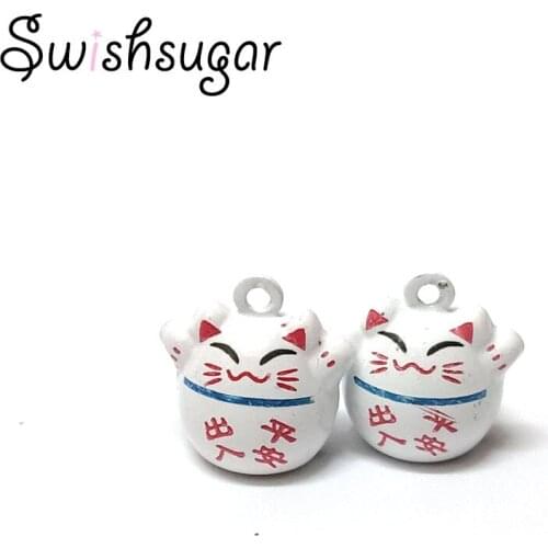 National Chinese Words Happiness Safety Lucky Cat Cartoon Bell Animal Charms Fit Festival Holiday Dog Cat Necklace Hanging Decor