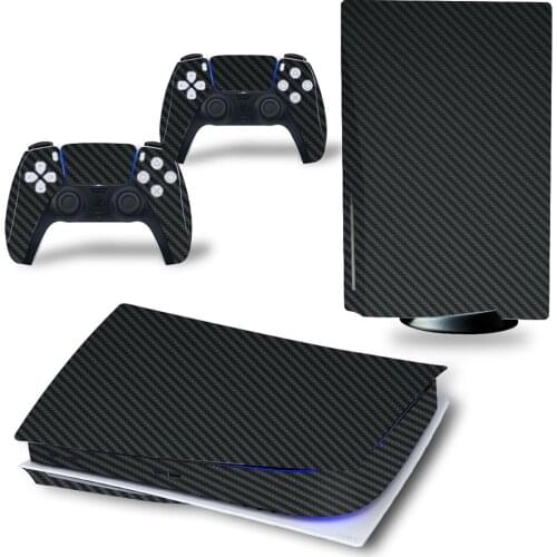 For PS5 Disk Edition Carbon fiber Skin Sticker Decal Cover for PlayStation 5 Console and 2 Controllers PS5 disk Skin Sticker