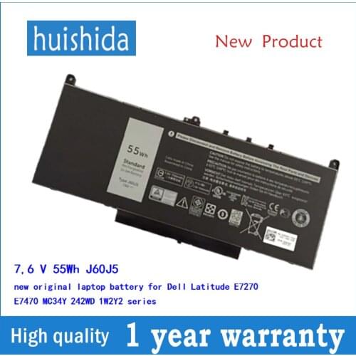 7,6 V 55Wh J60J5 New original laptop battery for Dell Latitude E7270 E7470 MC34Y 242WD 1W2Y2 series