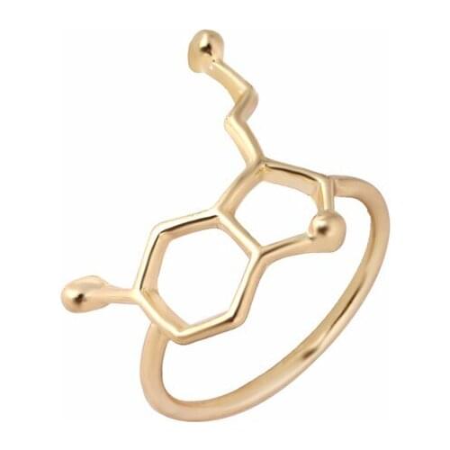 Wholesale Fashion Rings 10pcs/Lot Serotonin Molecule Chemistry Ring Molecule Happiness Friendship Rings for Women Men