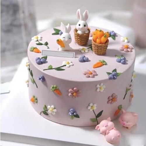 Easter Bunny Cake Decoration Birthday Party Cake Topper Party Dessert Rabbit Animal Ornaments Decor Baby Shower Baking Supplies