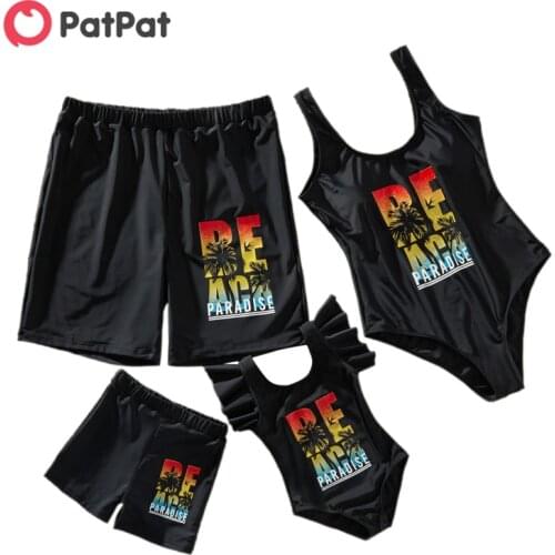 PatPat Family Look Letter Print One-piece Matching Swimsuits