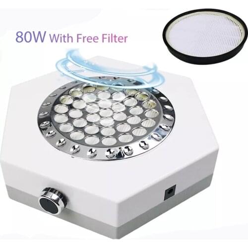 80W Nail dust collector for Nail Dust Manicure for Pedicure Adjustable Fan Nail Machine with Free Washable Filter Vacuum Cleaner