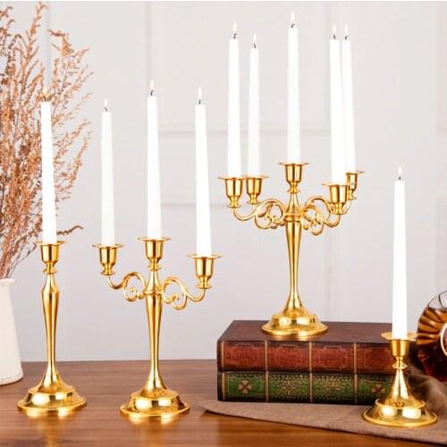 5-branch luxury gold bronze metal candle holder stand candlesticks wedding home decoration metalcrafts gift