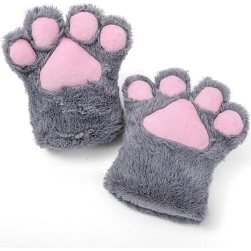 2pcs/Set Cute Bear Cat Paw Gloves Fluffy Plush Sexy Maid Anime Cosplay Mittens Kawaii Lolita Cat Claw Gloves Party Props