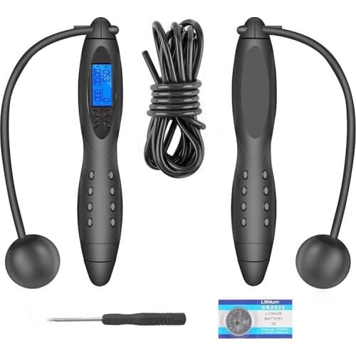 Professional Cordless Jump Rope with Counter,Adjustable Digital Weight Calories Time Setting Skipping Rope for Men,Women