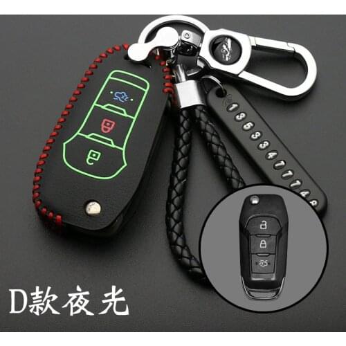 Luminous leather Car Key Case For Ford F-150 F-250 F-350 Explorer Ranger KA Fiesta Mondeo Cover Keyless Remote Fob Shell Skin