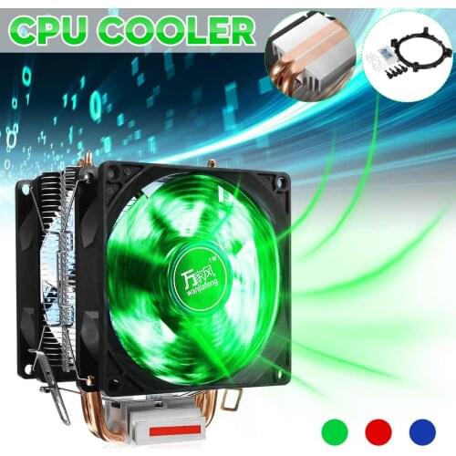 Quiet CPU Cooler Cooling Fan LED Double Heat Pipe Dual Fan Heat Sink Heatsink Radiator For LGA 1155 775 1156 AMD
