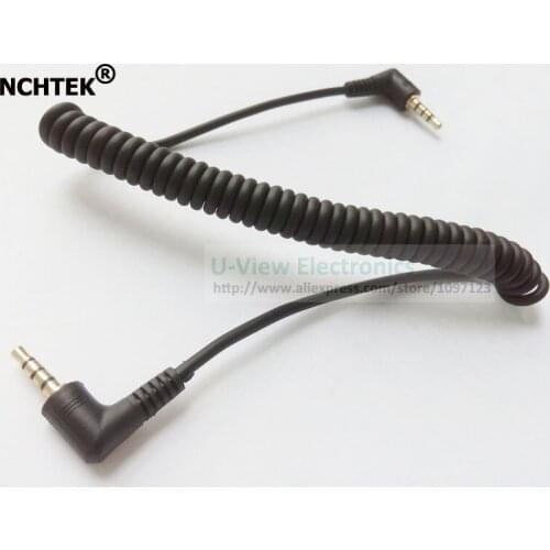 NCHTEK Dual Right Angled 90 Degree 4 Pole 3.5MM Male to Male Audio Stretch Spring Aux Extension Cable/Free Shipping/10PCS