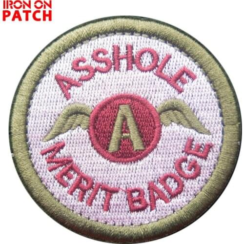 Embroidered Badges Multicam Asshole Merit Tactical Stickers patch Hook & Loop Army Fan Badges on backpack Chapter Military PATCH