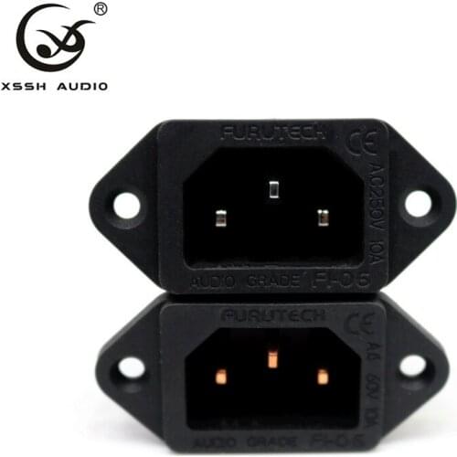 XSSH 4pcs FI-06 Hi-end DIY HIFI Red Pure copper plating Rhodium US plug IEC inlet Power Socket AC 250V 10A