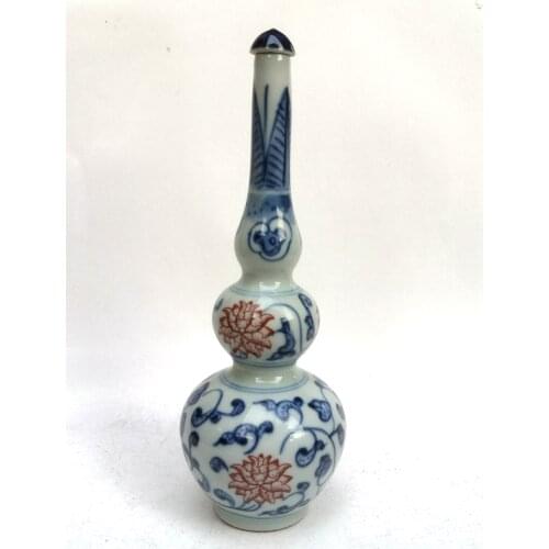YIZHU CULTUER ART Collection Chinese Old blue-and-white Porcelain Flowers Snuff Bottle Family Decoration Gift