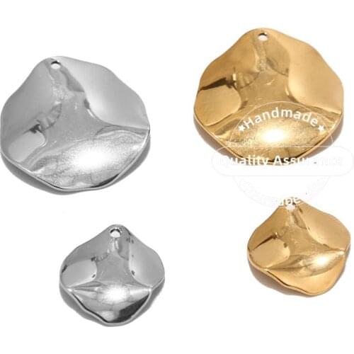 10PCS Stainless Steel Gold Uneven Round Earring Charms DIY Dangle Earring Pendants for Jewelry Makers