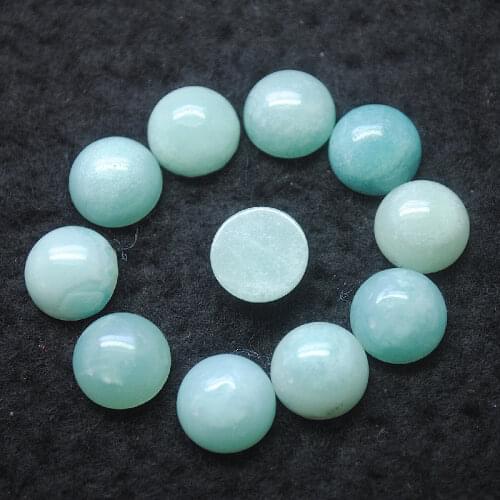 12PCS Nature Amazonite Cabochons Round Shape 6mm 10mm 14mm 16mm No Hole Loose DIY Beads Findings Top Sells With Free Shipping