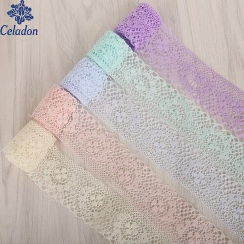 10yard/lot 40mm 8 colors Lace Ribbon DIY Embroidered Net Lace Trim Fabric For Sewing Decoration