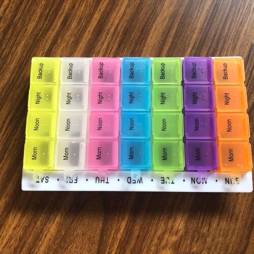 28 cell Pill Box Whole Month Medicine Organizer Week 7 Days Tablet Portable Storage Case Health Care Holder
