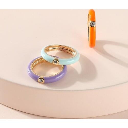 3 Pieces/set of Retro Punk High Quality Oil Dripping Ladies Ring Geometric Simple Ring Set Wedding Banquet Jewelry Accessories