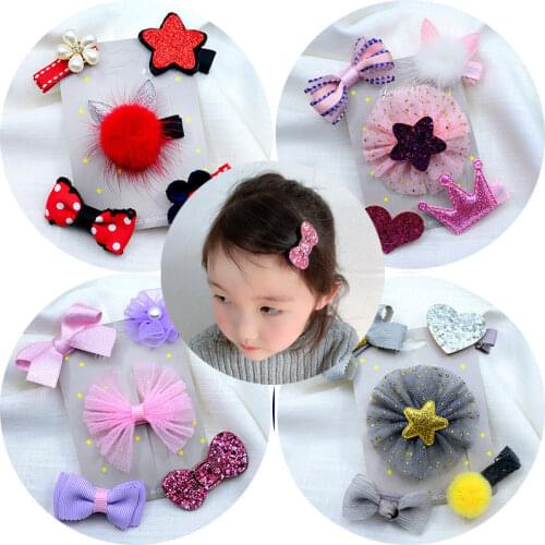 5PCS/set Baby Girls Barrettes Bow Hairpins Children Hair Clip for Girls Flower Headdress Princess Headwear Hair Accessories